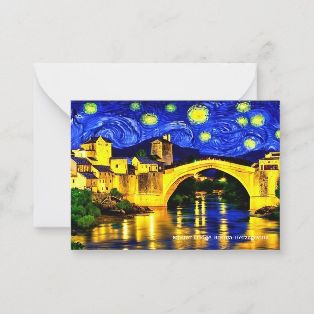 Pont Mostar, Bosnie sur une carte de l'Aïd Moubara (Devant)