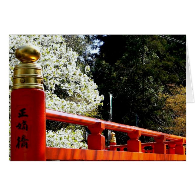 Pont rouge japonais au printemps (Devant horizontal)
