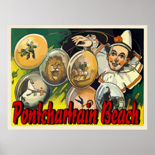 Pontchartrain Beach Clown Vintages Zeichen Poster
