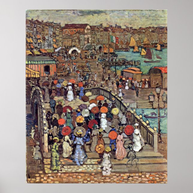 Ponte della Paglia, Venedig von Maurice Prendergas Poster (Vorne)