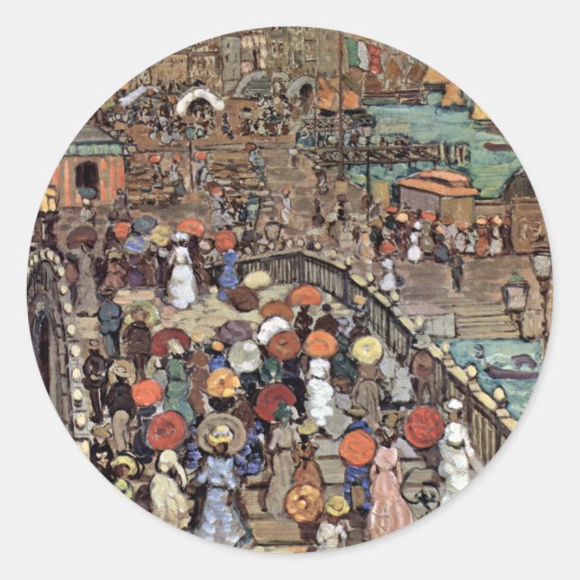 Ponte Della Paglia, Venedig von Maurice Prendergas Runder Aufkleber (Vorderseite)
