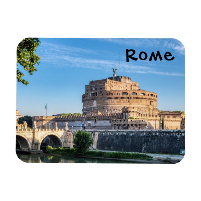 Ponte Sant'Angelo im Morgengrauen - Rom, Italien Magnet (Horizontal)