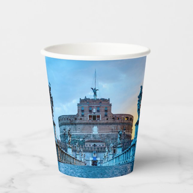 Ponte Sant'Angelo im Morgengrauen - Rom Italien Pappbecher (Vorderseite)