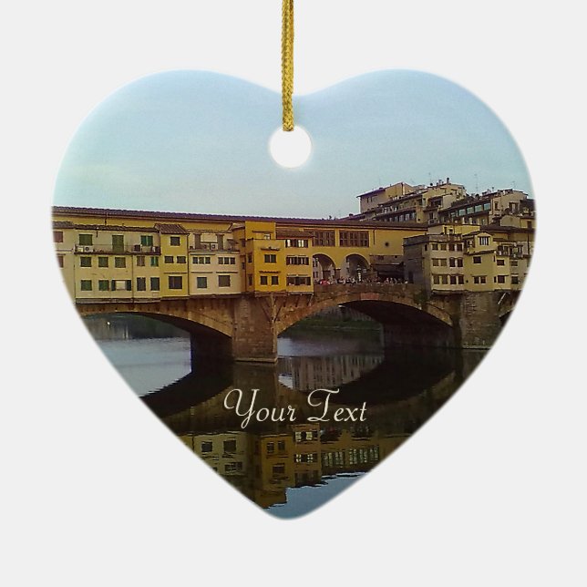 Ponte Vecchio altes Geschenk Brücken-Florenz Keramikornament (Hinten)