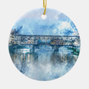 Ponte Vecchio am Arno in Florenz, Italien Keramikornament