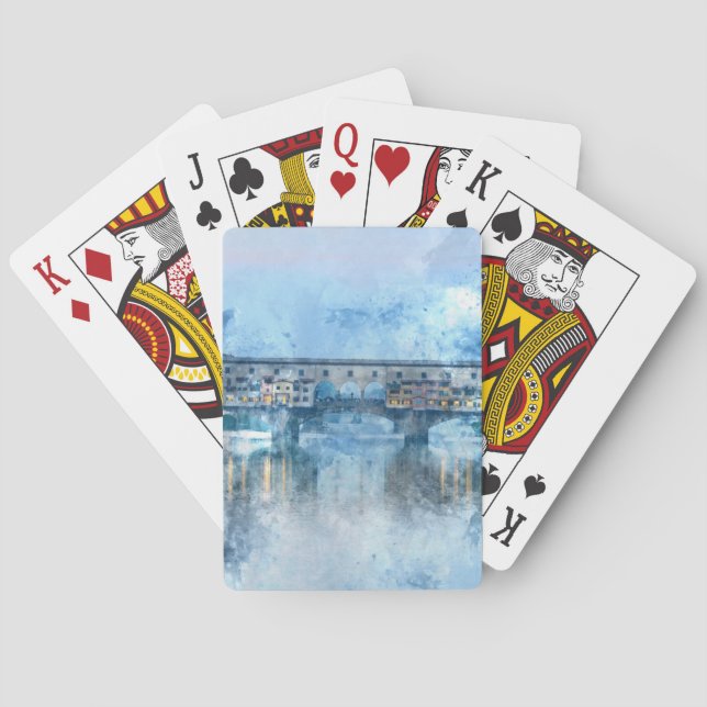 Ponte Vecchio am Arno in Florenz, Italien Spielkarten (Rückseite)