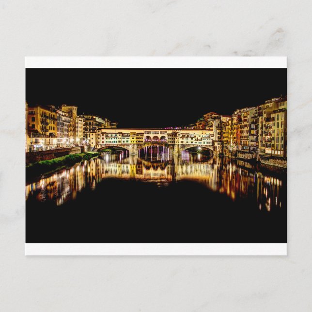 Ponte Vecchio bei Nacht Postkarte (Vorderseite)