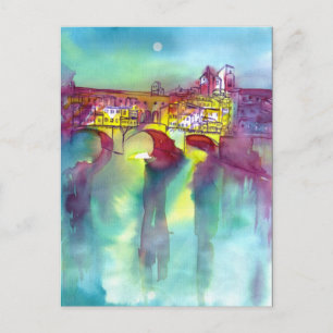PONTE VECCHIO FLORENZ MIT NACHT EINLADUNGSPOSTKARTE