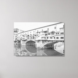 Ponte Vecchio Schwarz-Weiß-Skizze Leinwanddruck
