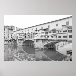 Ponte Vecchio Schwarz-Weiß-Skizze Poster