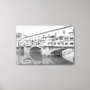 Ponte Vecchio Schwarzweiss-Skizze Leinwanddruck
