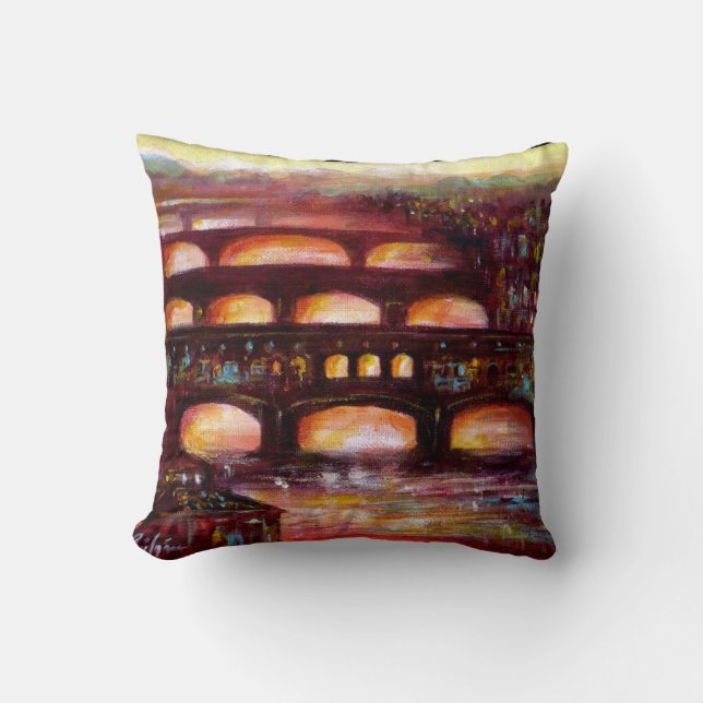 Ponte Vecchio und andere Brücken von Florenz Kissen (Vorderseite)