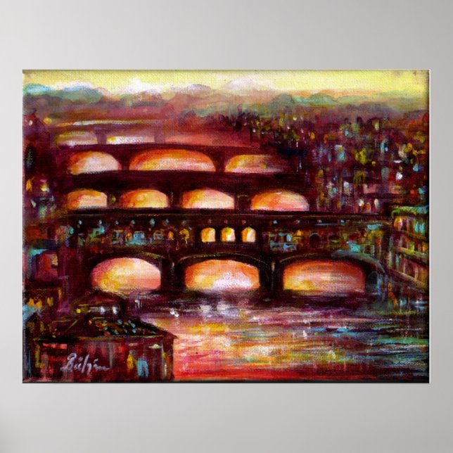 Ponte Vecchio und andere Brücken von Florenz Poster (Vorne)