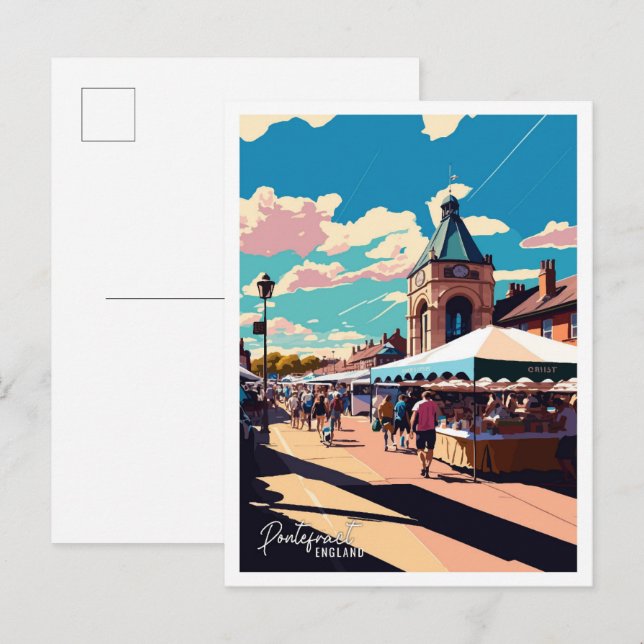 Pontefract England Vintage Travel Illustration Postkarte (Vorne/Hinten)