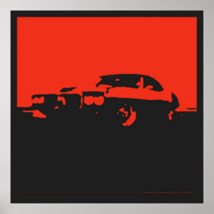 Pontiac Firebird, 1969 - Rot auf schwarzem Poster