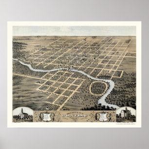 Pontiac, IL Panorama Karte - 1869 Poster
