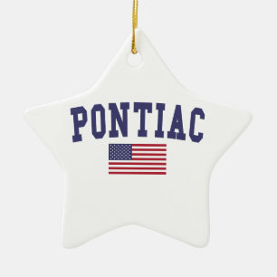 Pontiac US Flag Keramik Ornament