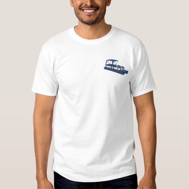 Pontoon Boat Besticktes T-Shirt (Vorderseite)