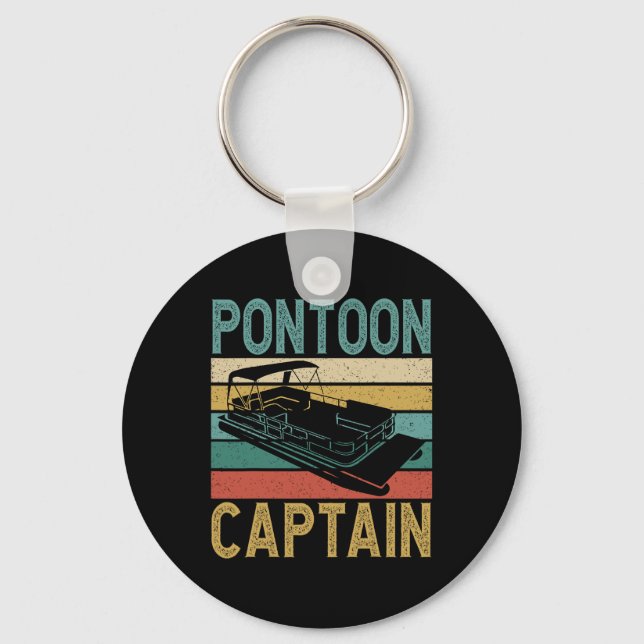 Pontoon Boat Captain Funny Pontoon Boat Boating Ca Schlüsselanhänger (Vorderseite)