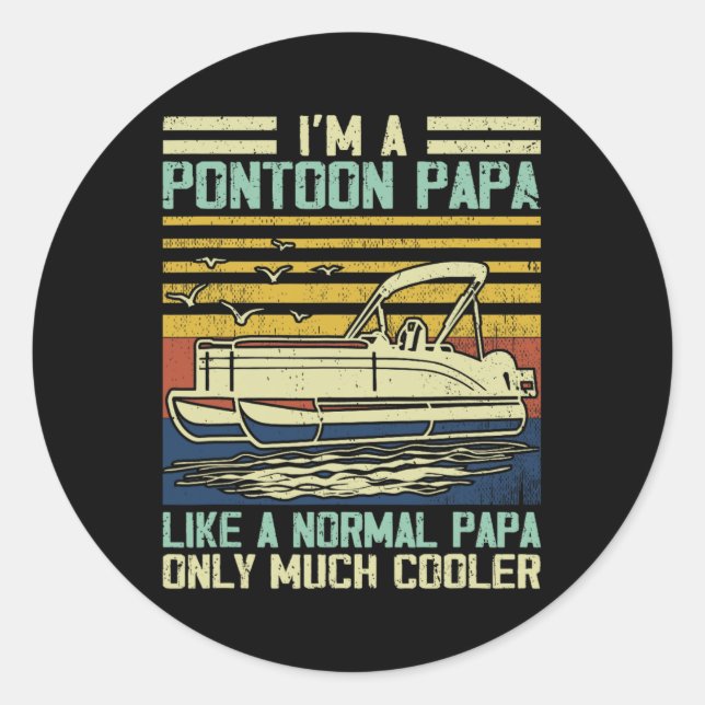 Pontoon Boat Captain Vater Papa Gag Pontooning Boa Runder Aufkleber (Vorderseite)