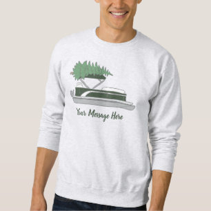 Pontoon Boat mit Weihnachtsbaum oben Sweatshirt
