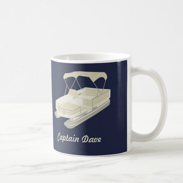 Pontoon Boat Personalisiert Coffee Tasse Navy Blue (Rechts)