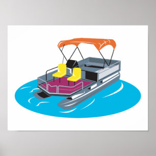 Pontoon Boat Retro Poster