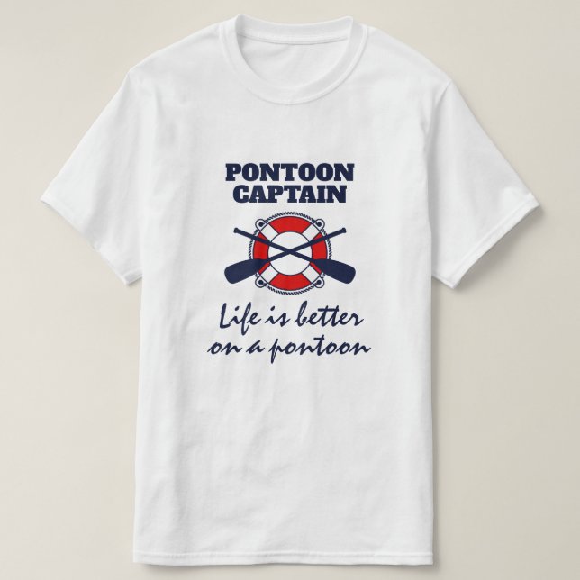 Pontoon Bootsführer T - Shirt mit lustigem Zitat (Design vorne)