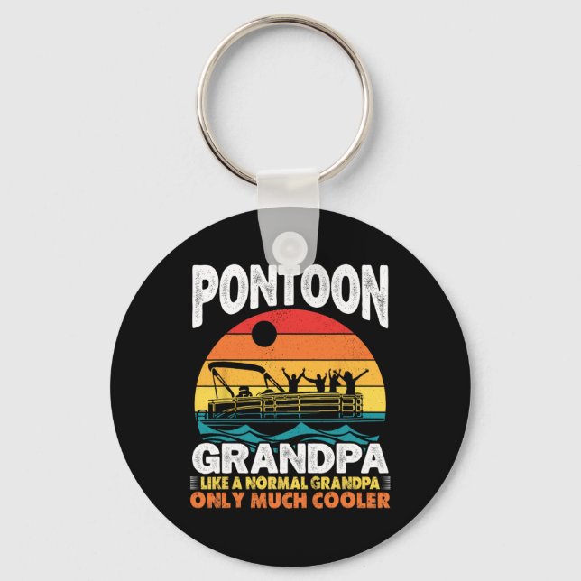 Pontoon Grandpa Kapitän Retro Funny BootVater Schlüsselanhänger (Vorderseite)