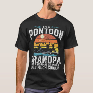 Pontoon Großvater Kapitän Retro Funny Boating Vate T-Shirt