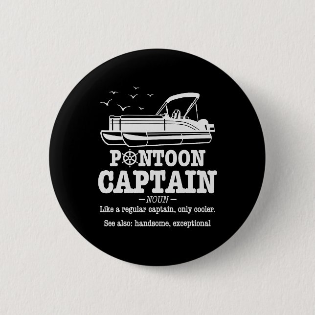 Pontoon Kapitän Definition Bootsleben Lustig Bootf Button (Vorderseite)