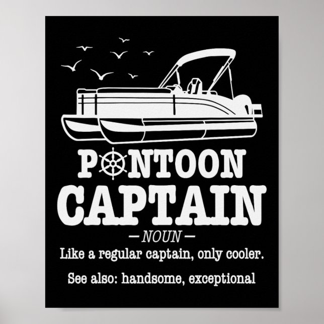 Pontoon Kapitän Definition Bootsleben Lustig Bootf Poster (Vorne)