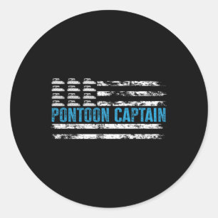 Pontoon Kapitän Lustige Bootsfahrt 4. Juli Pontoon Runder Aufkleber