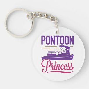 Pontoon Princess Pontooning Motor Bootfahren Schlüsselanhänger