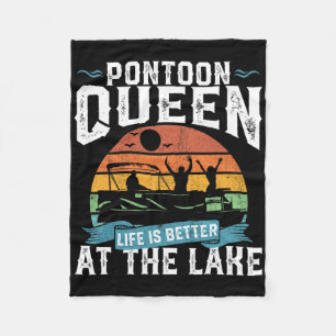 Pontoon Queen Funny Boat Lake Pontooning Frauen Fleecedecke
