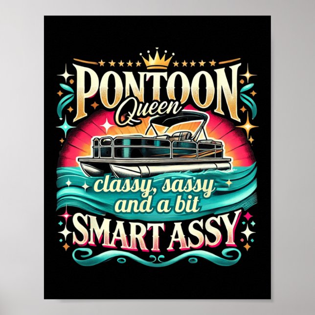Pontoon Queen Women Pontoon Boot Captain Bootfahre Poster (Vorne)