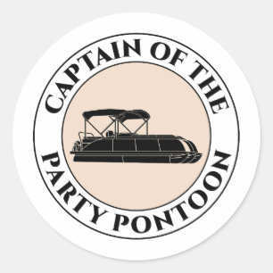 Pontoonboot Kapitän Bootfahren Pontoonfahren Angel Runder Aufkleber