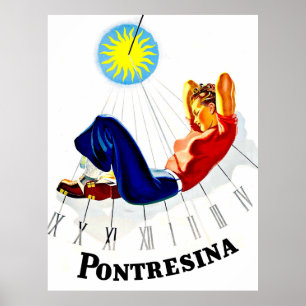 Pontresina, Schweiz, Mädchen ist Sonnenbad Poster