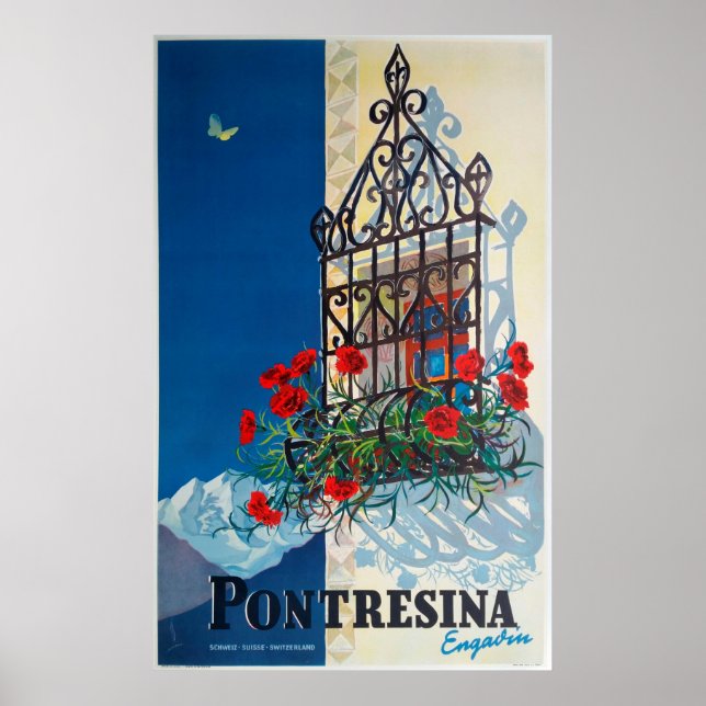 Pontresina - Switzerland, Vintage Travel Poster (Vorne)
