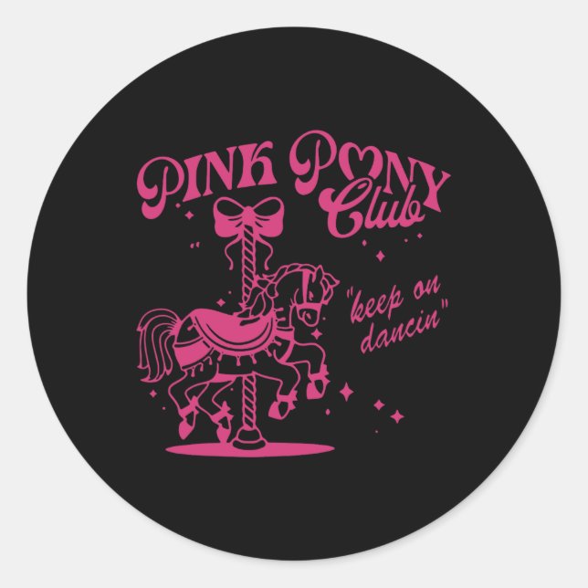 Pony and Heelses Lover Pink Girls Clubs Cowgirl Runder Aufkleber (Vorderseite)