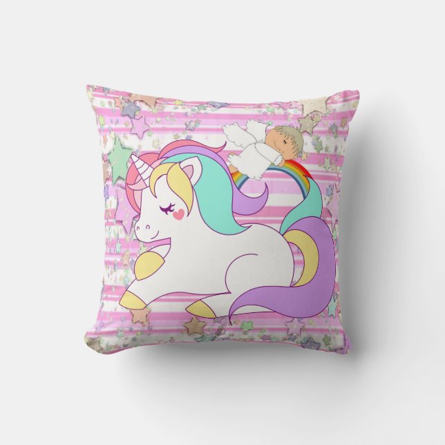 Pony Angel Pink Stripe Kissen (Vorderseite)