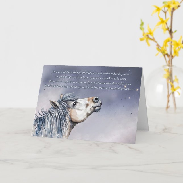 Pony Beileid Loss Pony Ponies in Heaven Karte (Gelbe Blume)