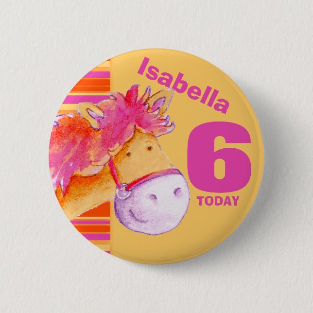 Pony horse 6e anniversaire badge bouton (Devant)