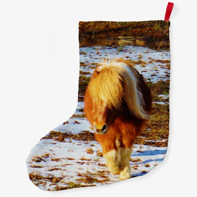 Pony im Schnee Großer Weihnachtsstrumpf (Rückseite)