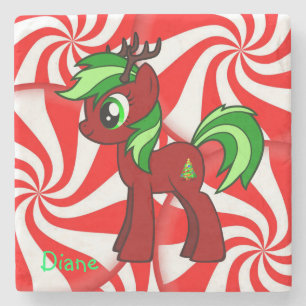 Pony Marble Stone Untersetzer Weihnachten