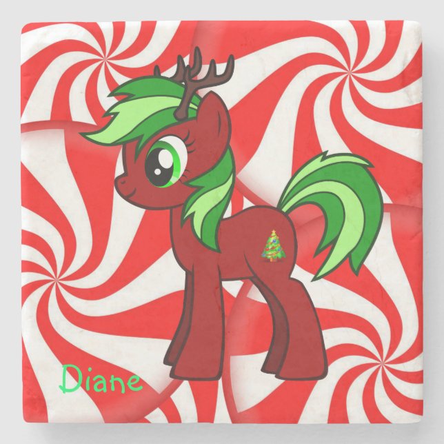 Pony Marble Stone Untersetzer Weihnachten (Vorderseite)