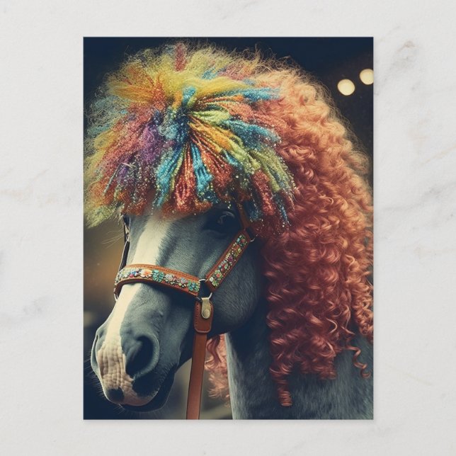 Pony mit Clownhaar Postkarte (Vorderseite)