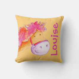 Pony Name & Geburt neugeborenes Geschenk orange ro Kissen