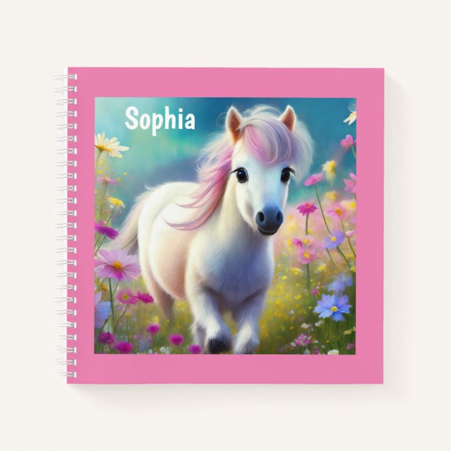 Pony Niedlich Horse Personalisiert Girly Name Notizbuch (Vorderseite)