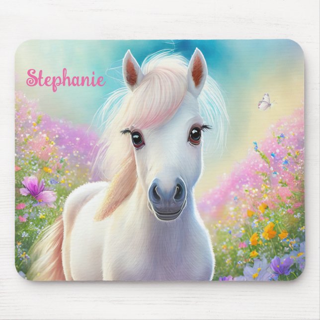 Pony Niedlich Personalisiert Girly Name Mousepad (Vorne)
